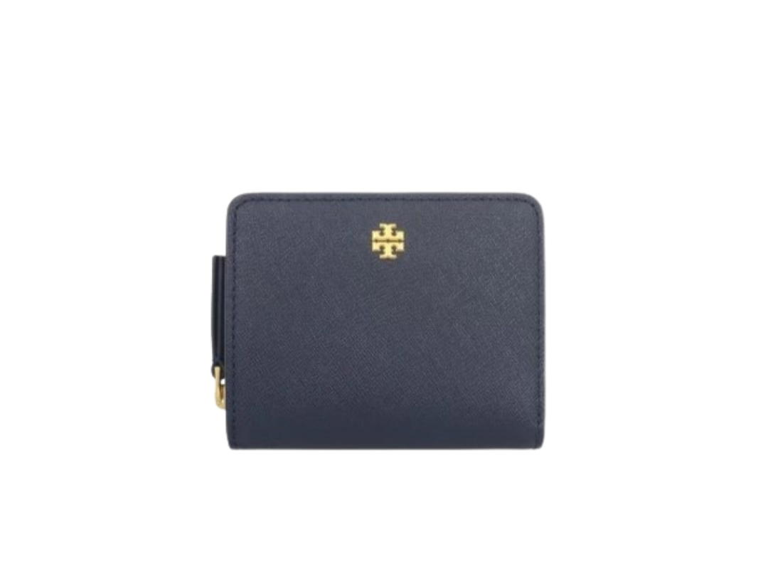 Tory Burch Tory Burch Emerson Mini Wallet In Saffiano Leather With Gold Color Hardware Navy