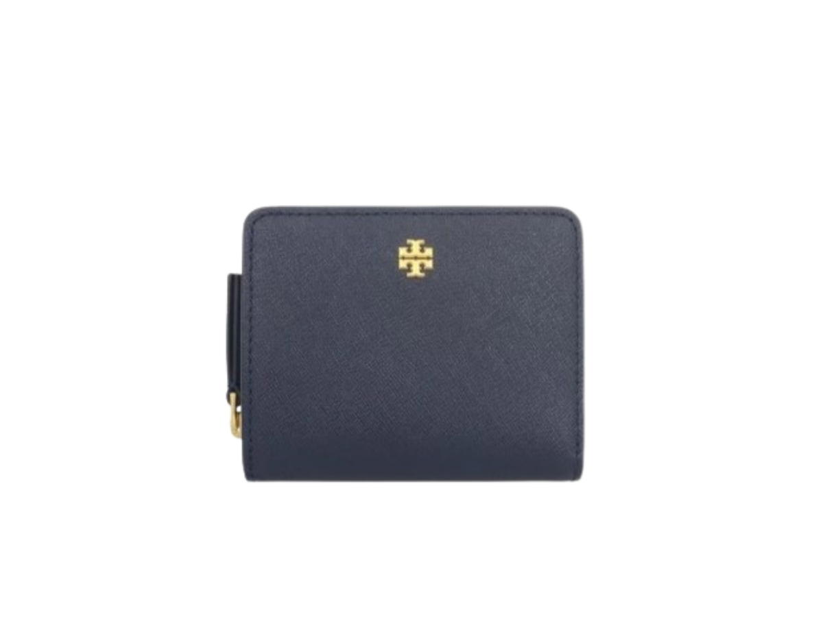 Tory Burch Tory Burch Emerson Mini Wallet In Saffiano Leather With Gold Color Hardware Navy