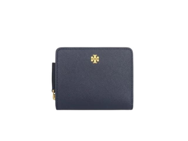 Tory Burch Tory Burch Emerson Mini Wallet In Saffiano Leather With Gold Color Hardware Navy - view 1