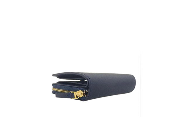 Tory Burch Tory Burch Emerson Mini Wallet In Saffiano Leather With Gold Color Hardware Navy - view 3