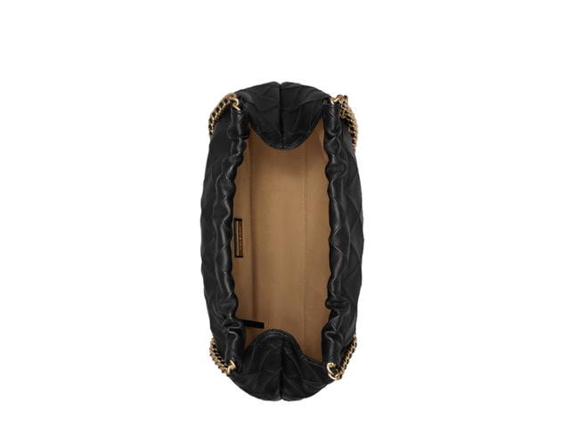Tory Burch Tory Burch Fleming Soft Drawstring Bag In Softest Leather With Diamond Pattern Pintucks And Braided Chain Strap Black - view 3