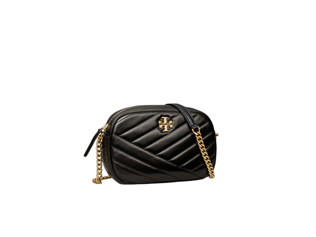 Tory Burch Tory Burch Kira Chevron Camera Bag In Black Napa Leather With Gold Color Hardware