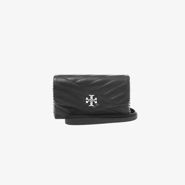 Tory Burch Tory Burch Kira Chevron Chain Wallet Black Rolled Nickel - view 2