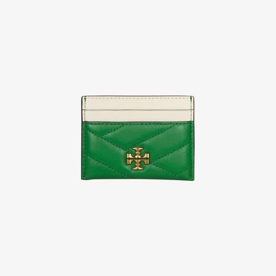 Tory Burch Tory Burch Kira Chevron Pop Edge Card Case Basil Light Cream