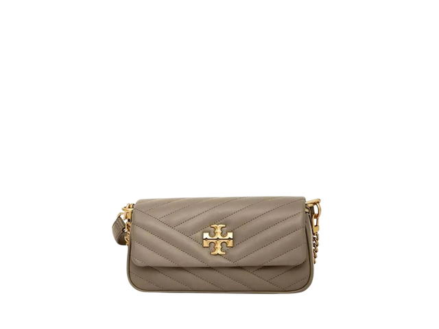 Tory Burch Tory Burch Kira Chevron Small Flap Shoulder In Chevron Leather With Gold Hardware Sandpiper - view 1