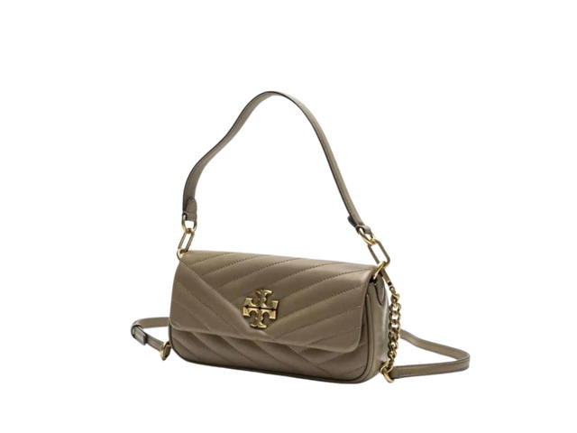 Tory Burch Tory Burch Kira Chevron Small Flap Shoulder In Chevron Leather With Gold Hardware Sandpiper - view 3