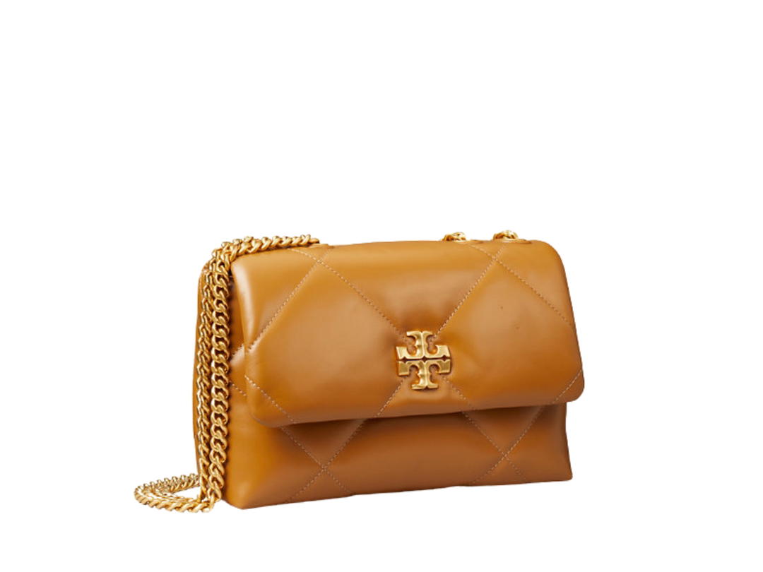 Tory Burch Tory Burch Kira Diamond Quilt Convertible Shoulder Bag In Napa Leather With Double T Gold Hardware Tan