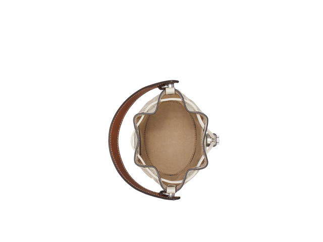 Tory Burch Tory Burch Mini T Monogram Bucket Bag In Embroidered Patent Leather With Nickel Hardware Light Cream - view 3