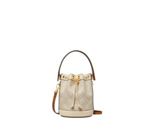 Buy Tory Burch Mini T Monogram Degrade Bucket Bag In Woven Jacquard Leather With Brass Hardware Ivory at Sasom – Authentic and Ready to Ship
