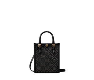 Buy Tory Burch Mini T Monogram Tote In Leather With Brass Hardware Black at Sasom – Authentic and Ready to Ship