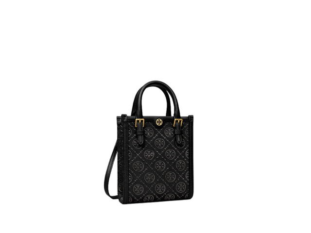 Tory Burch Tory Burch Mini T Monogram Tote In Leather With Brass Hardware Black - view 2