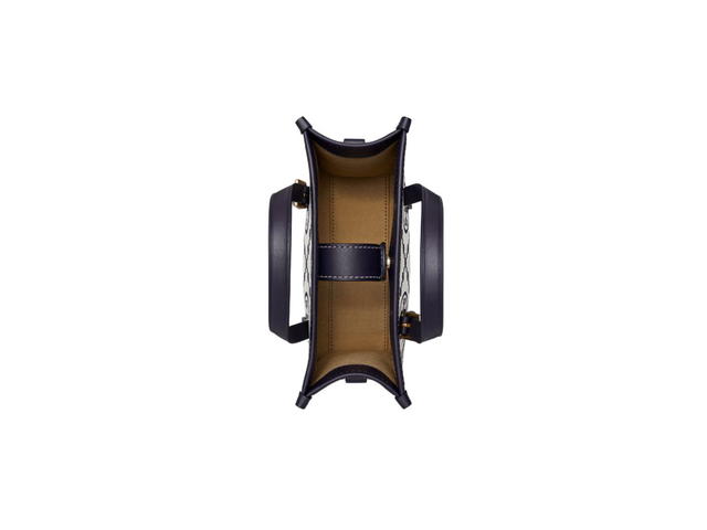 Tory Burch Tory Burch Mini T Monogram Tote In Woven Jacquard With Brass Hardware Navy - view 3