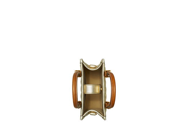 Tory Burch Tory Burch Mini Tote T Monogram In Embossed Metallic Leather With Brass Hardware Gold - view 3