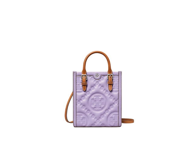 Tory Burch Tory Burch Mini Tote T Monogram Puffy In Embossed Leather With Silver Hardware Lavender - view 1
