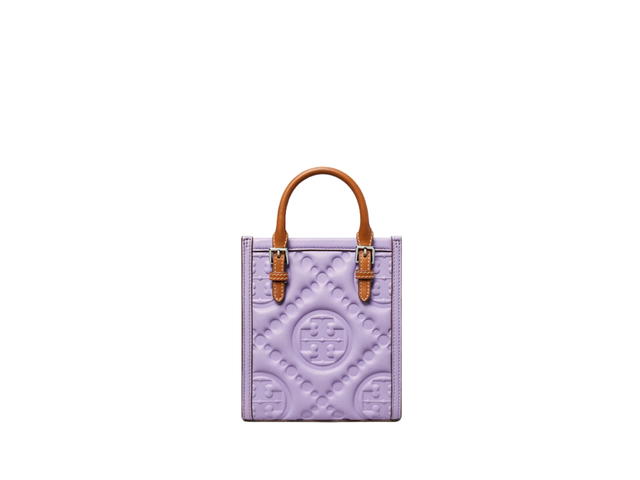 Tory Burch Tory Burch Mini Tote T Monogram Puffy In Embossed Leather With Silver Hardware Lavender - view 2
