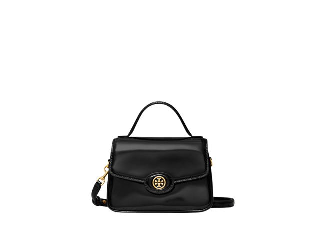 Tory Burch Tory Burch Robinson Spazzolato Small Top-Handle Bag In Patent Leather With Gold Color Hardware Black - view 2