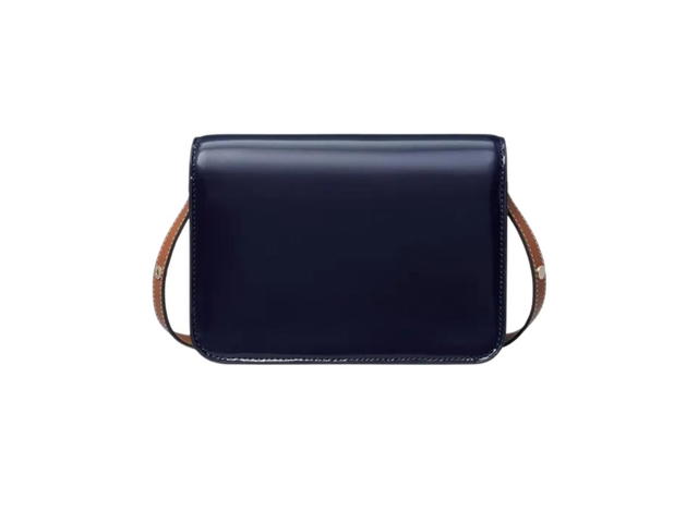 Tory Burch Tory Burch Robinson T Monogram Convertible Shoulder Bag In Patent Leather With Brass Hardware Navy - view 3