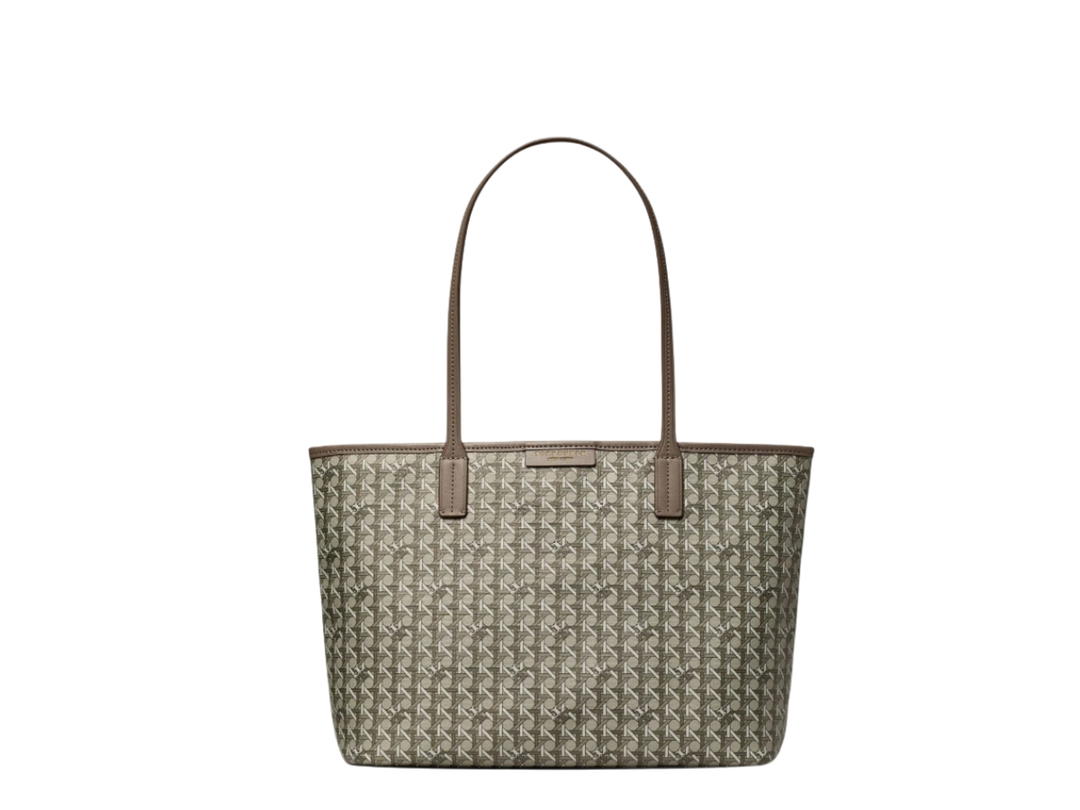Tory Burch Tory Burch Small Ever-ready Zip Tote In Printed coated canvas faux leather trim With Brass hardware Zinc