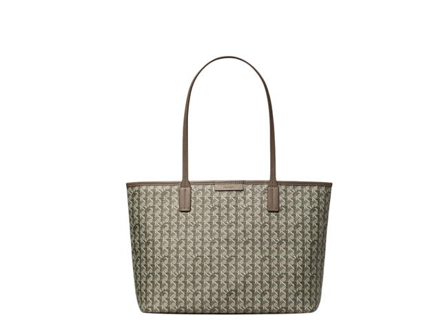 Tory Burch Tory Burch Small Ever-ready Zip Tote In Printed coated canvas faux leather trim With Brass hardware Zinc - view 1