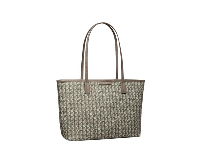 Tory Burch Tory Burch Small Ever-ready Zip Tote In Printed coated canvas faux leather trim With Brass hardware Zinc - view 2