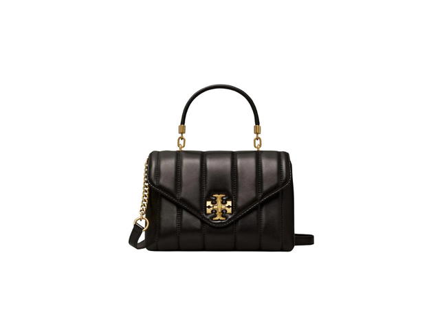Tory Burch Tory Burch Small Kira Quilted Satchel In Leather With Rolled Gold Double T Black - view 1
