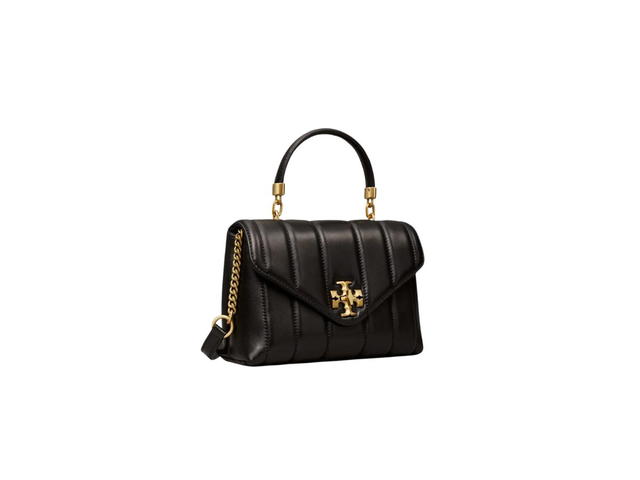 Tory Burch Tory Burch Small Kira Quilted Satchel In Leather With Rolled Gold Double T Black - view 2