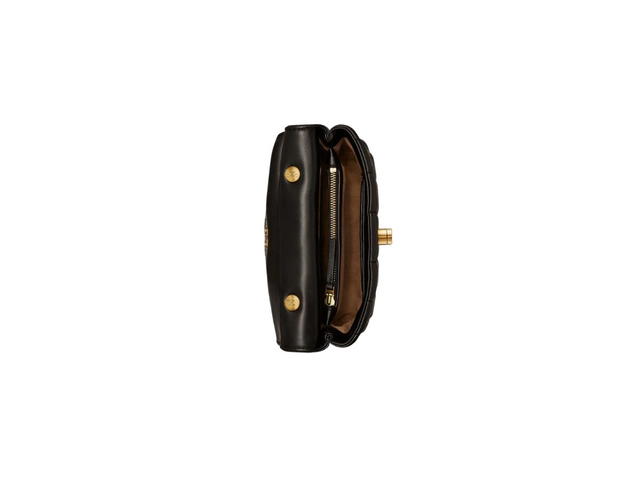Tory Burch Tory Burch Small Kira Quilted Satchel In Leather With Rolled Gold Double T Black - view 3