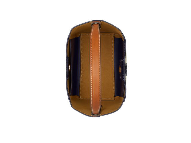 Tory Burch Tory Burch Small T Monogram Mcgraw Bucket Bag In Jacquard With Gold Color Hardware Tory Navy - view 3