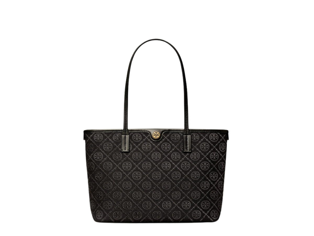 Tory Burch Tory Burch Small T Monogram Zip Tote In Nappa Leather With Gold Hardware Black