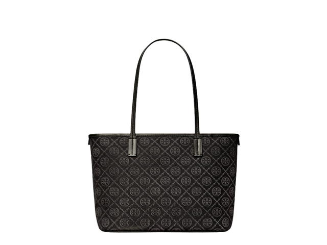 Tory Burch Tory Burch Small T Monogram Zip Tote In Nappa Leather With Gold Hardware Black - view 2