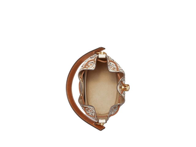 Tory Burch Tory Burch T Monogram Bucket Bag In Contrast Embossed Leather With Brass Hardware New Ivory - view 3