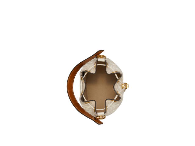 Tory Burch Tory Burch T Monogram Bucket Bag In Leather Trimmed Jacquard With Brass Hardware Ivory - view 3