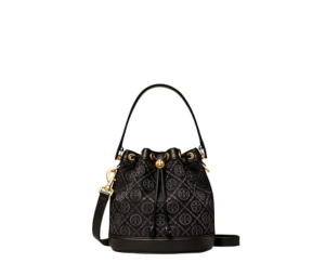 Buy Tory Burch T Monogram Bucket Bag In Leather With Gold Hardware Black at Sasom – Authentic and Ready to Ship