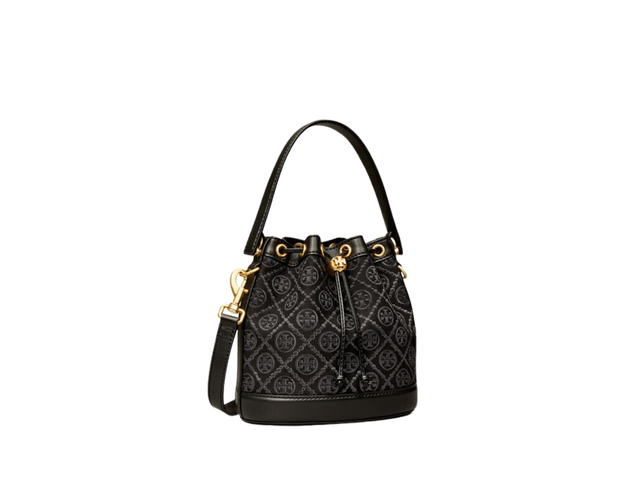 Tory Burch Tory Burch T Monogram Bucket Bag In Leather With Gold Hardware Black - view 2