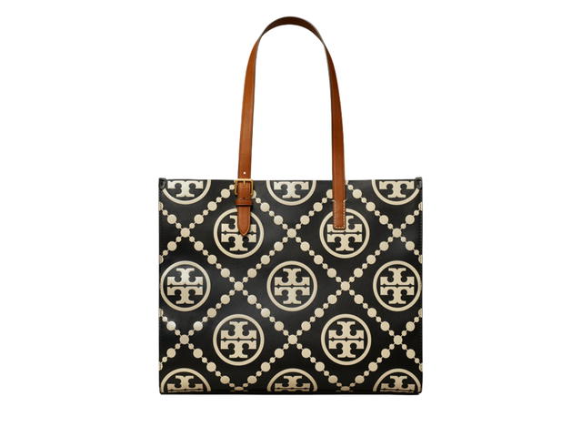 Tory Burch Tory Burch T Monogram Contrast Embossed Tote In Contrast Embossed With An Adjustable Shoulder Strap Black - view 1
