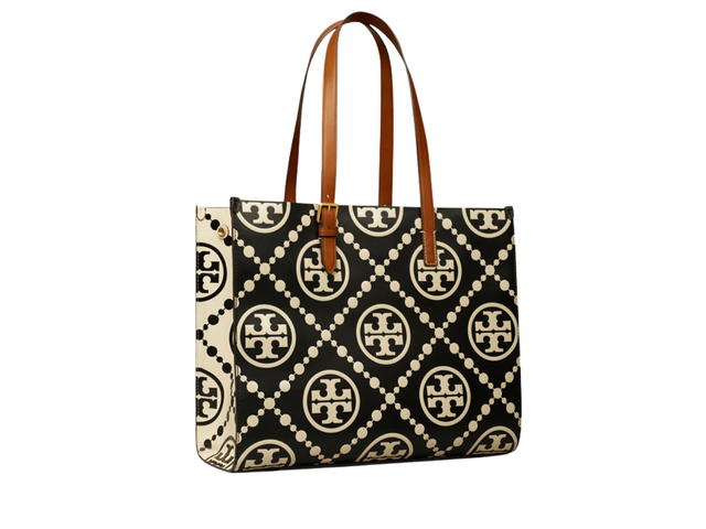 Tory Burch Tory Burch T Monogram Contrast Embossed Tote In Contrast Embossed With An Adjustable Shoulder Strap Black - view 3