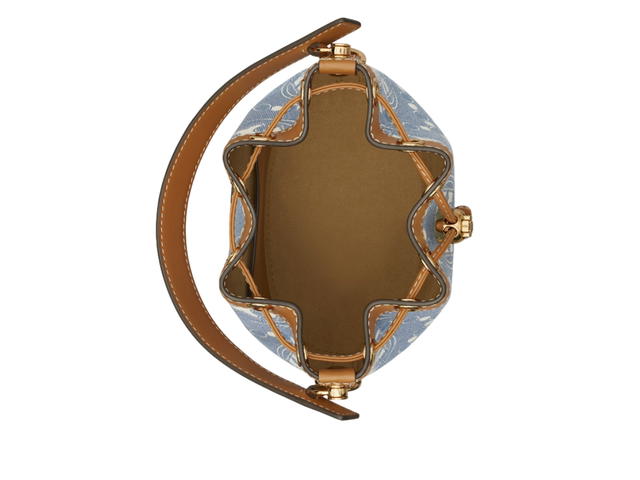 Tory Burch Tory Burch T Monogram Denim Bucket Bag In Fine Jacquard Leather With Metal Logo Cord Stopper Multi - view 3