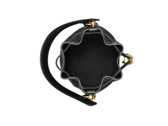 Tory Burch Tory Burch T Monogram Jacquard Mini Bucket Bag In Woven Jacquard With Gold Double T Cord Stopper Black - view 3