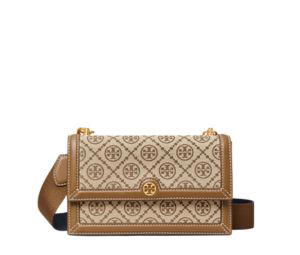Buy Tory Burch T Monogram Jacquard Mini Shoulder Bag In Woven Jacquard With Brass-Finish Hardware Hazelnut at Sasom – Authentic and Ready to Ship