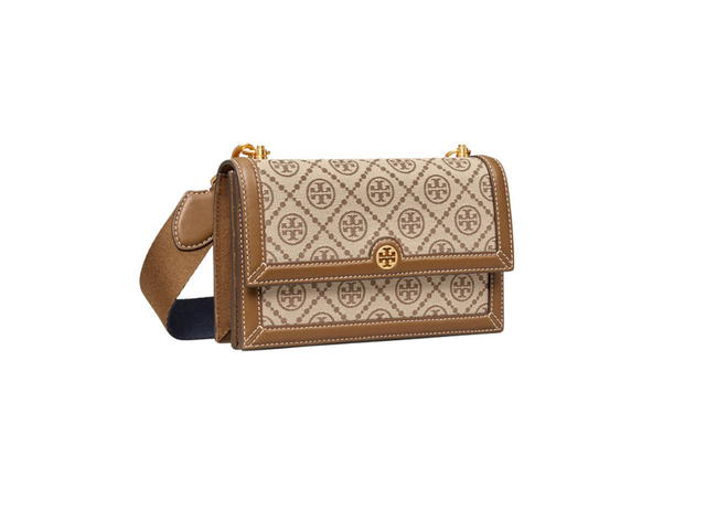 Tory Burch Tory Burch T Monogram Jacquard Mini Shoulder Bag In Woven Jacquard With Brass-Finish Hardware Hazelnut - view 2