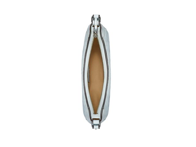 Tory Burch Tory Burch T Monogram Leather Crescent Bag In Embossed Patent Leather With Gold Color Hardware Ice Blue - view 3