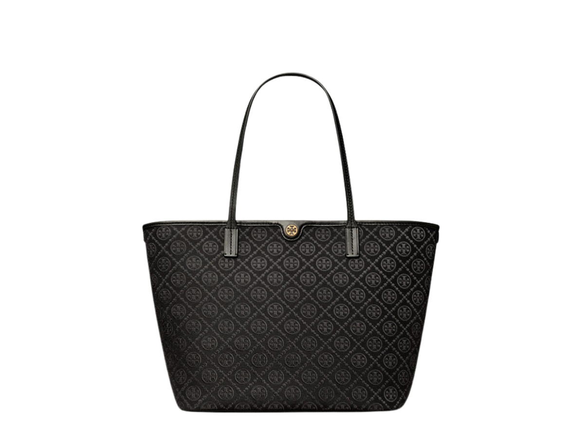 Tory Burch Tory Burch T Monogram Zip Tote In Nappa Leather With Gold Hardware Black