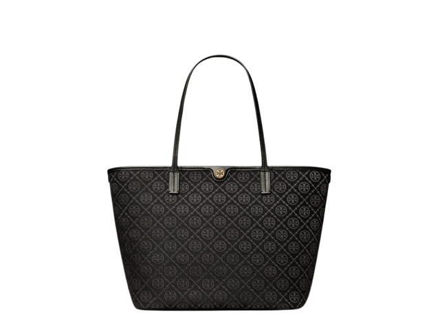 Tory Burch Tory Burch T Monogram Zip Tote In Nappa Leather With Gold Hardware Black - view 1