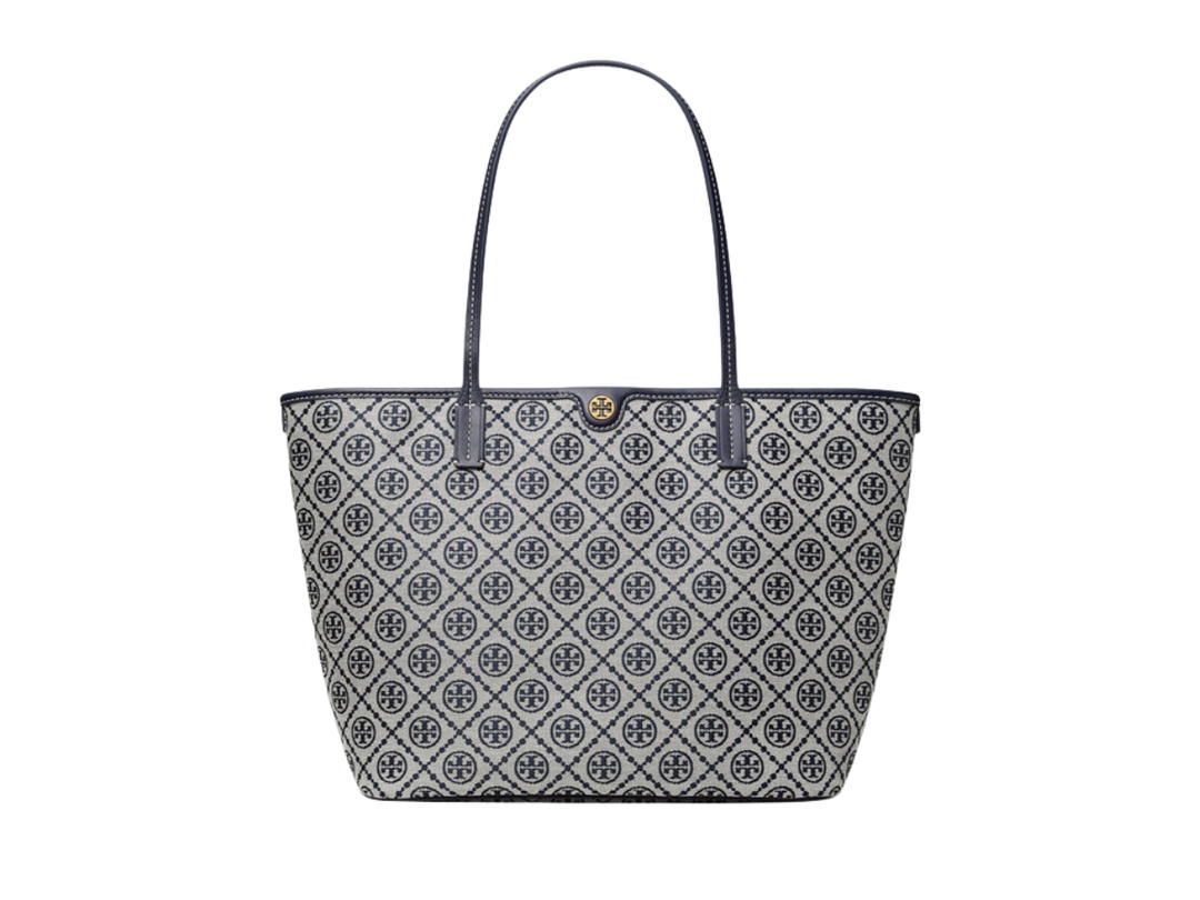 Tory Burch Tory Burch T Monogram Zip Tote In Woven Jacquard With A Zip Top Closure Tory Navy