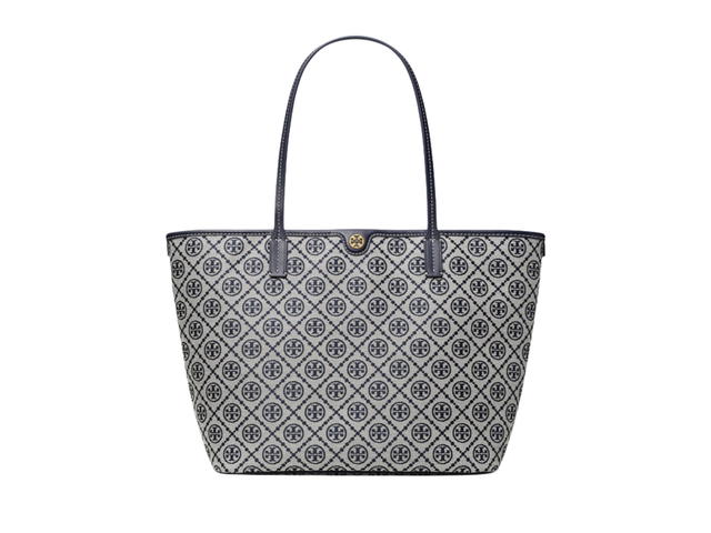 Tory Burch Tory Burch T Monogram Zip Tote In Woven Jacquard With A Zip Top Closure Tory Navy - view 1