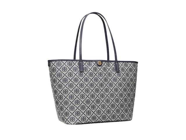 Tory Burch Tory Burch T Monogram Zip Tote In Woven Jacquard With A Zip Top Closure Tory Navy - view 2