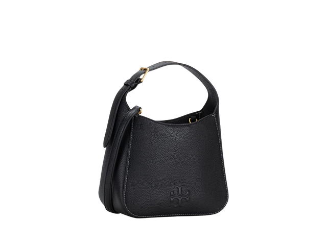 Tory Burch Tory Burch Thea Small Bucket Bag In Grained Leather With Brass Hardware Black - view 2