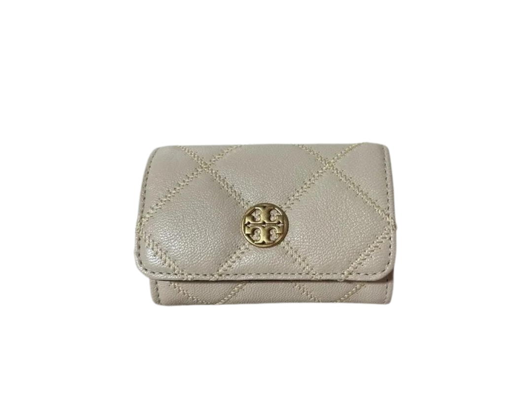 Tory Burch Tory Burch Willa Card Case In Leather With Gold Color Hardware Cream