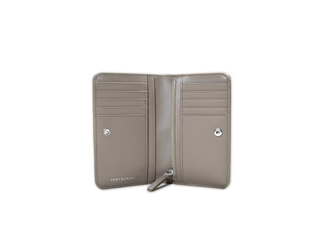 Tory Burch Tory Burch Willa Matte Medium Wallet In Leather With Silver Color Hardware Grey Heron - view 3