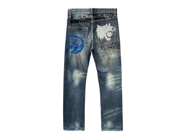 Travis Scott Travis Scott Cactus Jack For Fragment From Our Minds Denim Pant Washed Blue - view 2